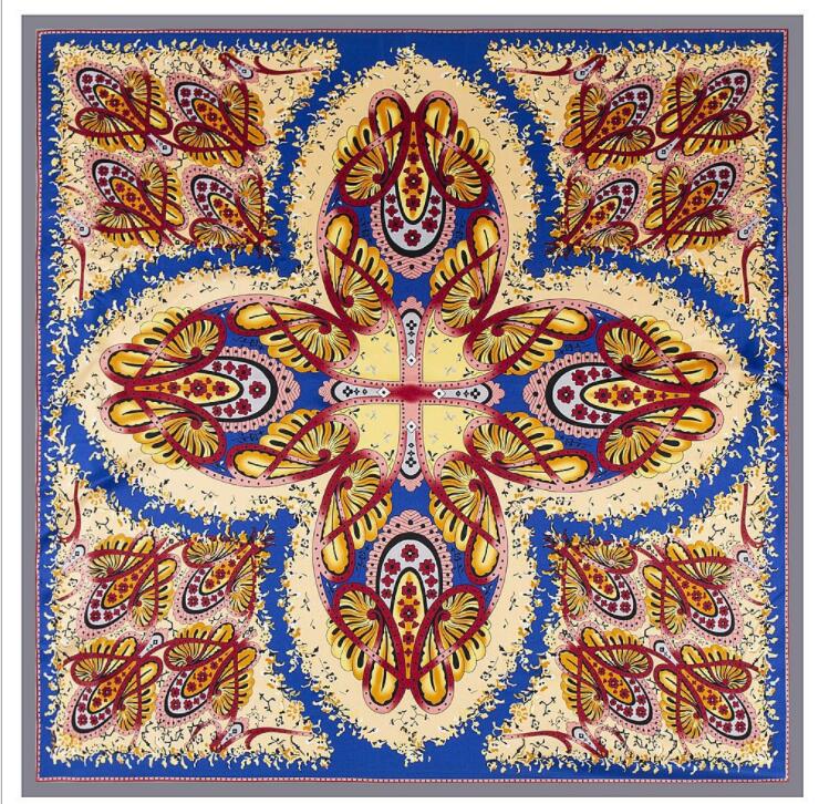 New Arrival Square Silk Ladies Luxury Brand Twill Scarf Shawl Butterfly Print  130*130CM Winter Scarf Women