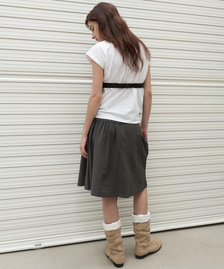 Seolan Unbalance Drape Skirt_Charcoal