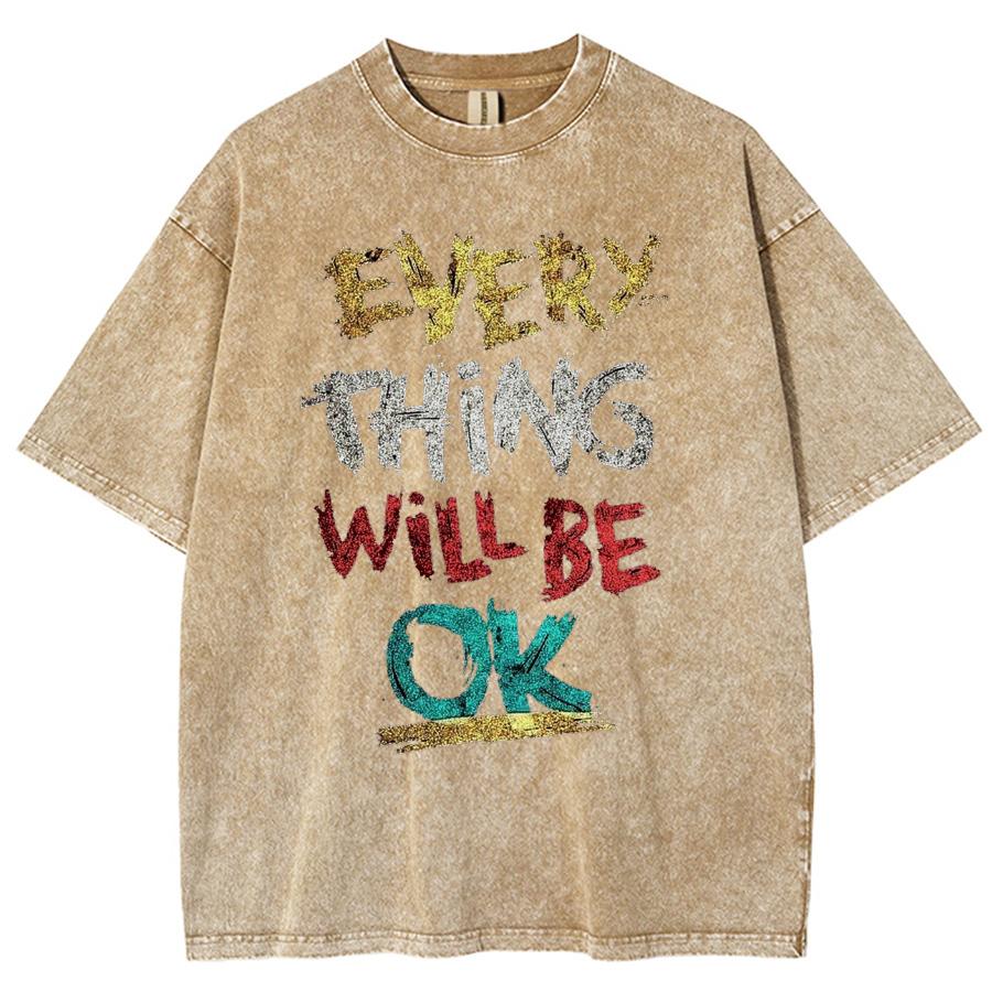 

Все будет хорошо Женская футболка с монограммным принтом, имитирующая деним, оверсайз, с коротким рукавом, повседневный дизайн 3XL