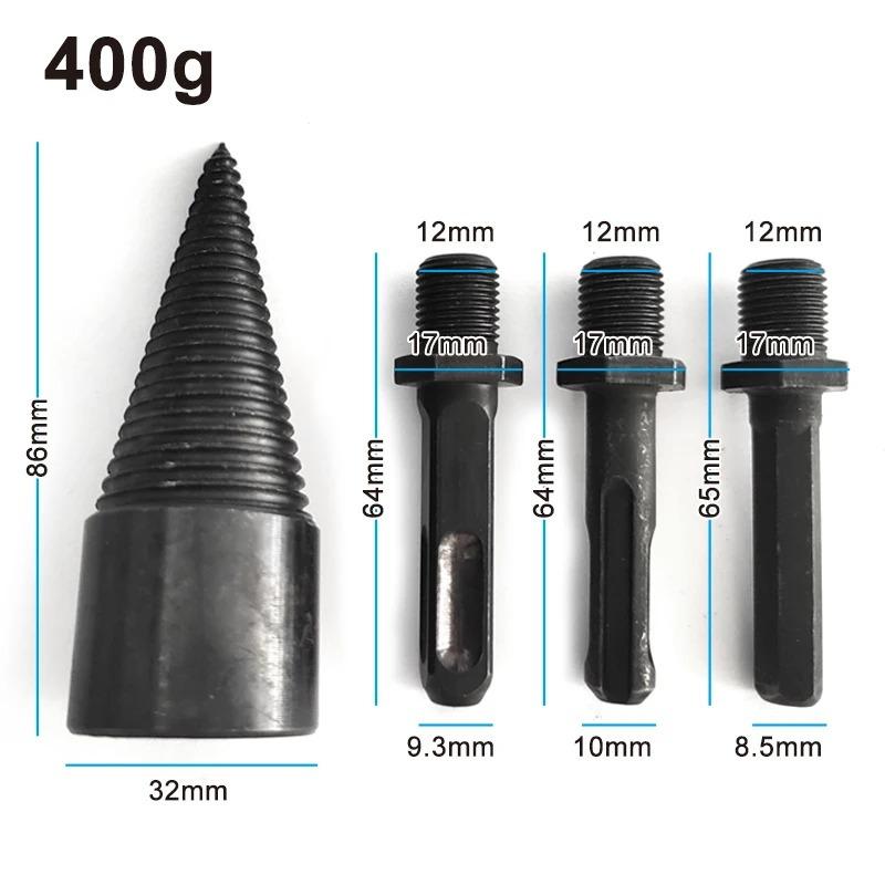 4pc 32mm Blackened Interchangeable Handle Chopping Drill Bit Electric Drill Electric Hammer Machine Tool Set for Breaking Wood