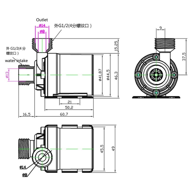 DC 12V/24V Mini Dränkbar Vattenpump Mikro Borstlös Motor Vattenpumpar för Akvarium Fontän Damm Pool Akvarium 800L/H