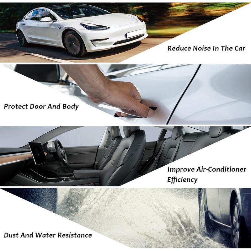 Car Door Seal Strip Kit Rubber Noise Insulation Weatherstrip For Tesla Model 3 Y Trunk Hood Dashboard A B Pillar Trim Sealings