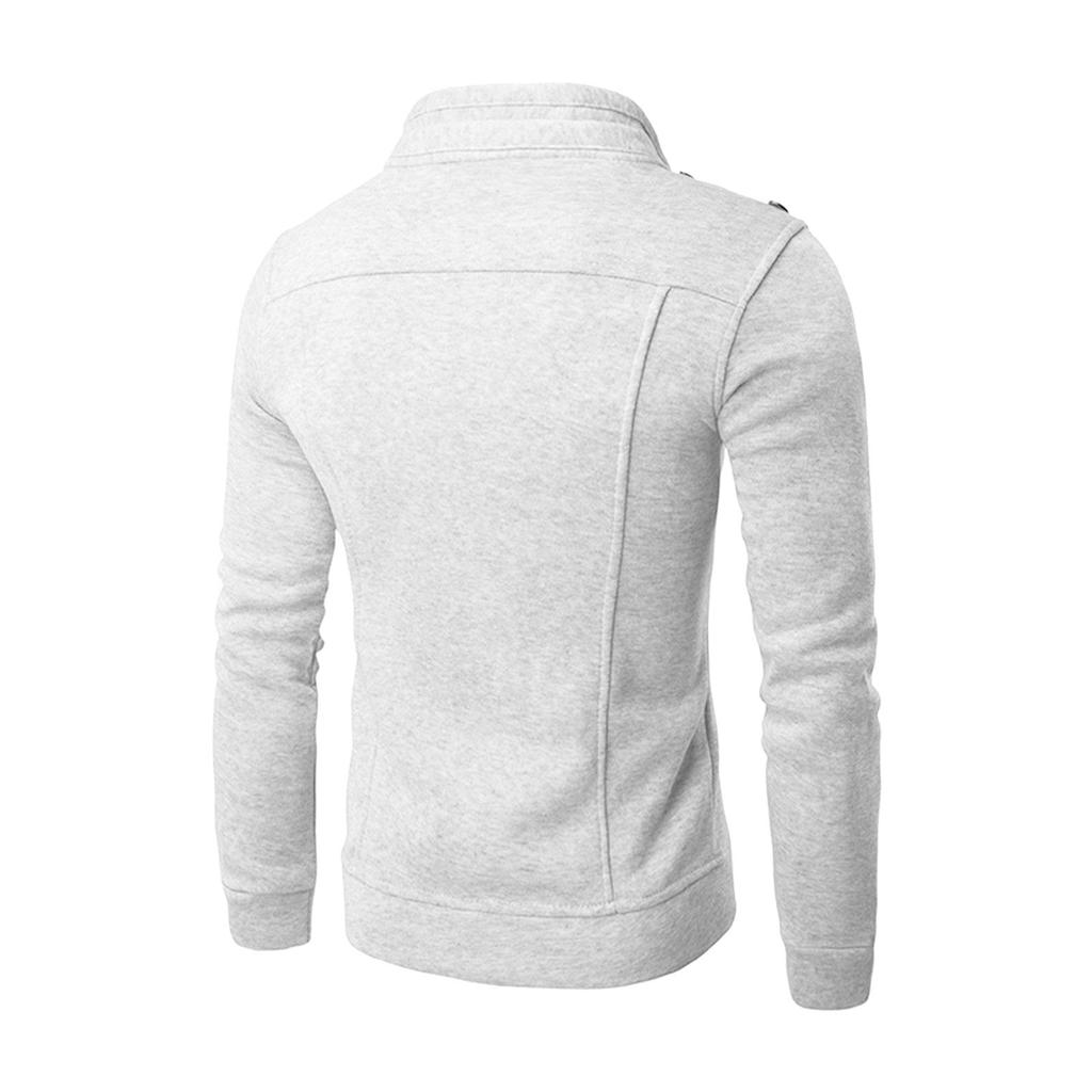 Herremote Uformell løs stativ krageknapp dekorert sweatshirtjakke