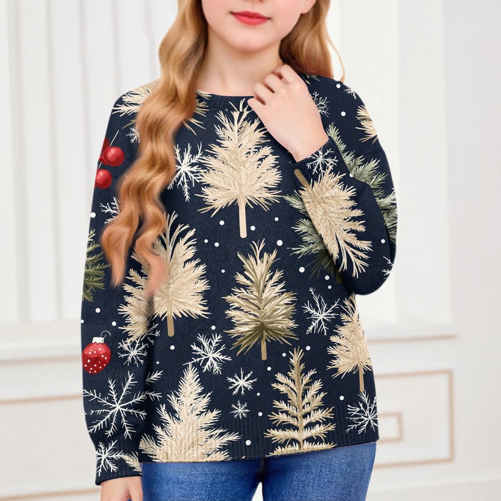 Christmas Day Sweatshirts For Children Boys And Girls Knit Sweater Cute Shirt Fall Crewneck Pullover Tops