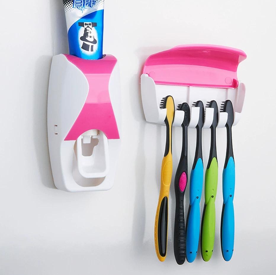 Banyo Seti: Diş Fırçası Tutuculu Otomatik Diş Macunu Dispenseri