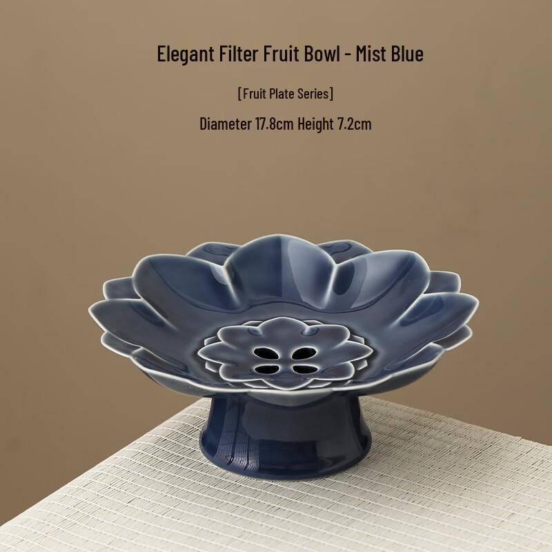 Ceramic Lotus Leaf High-Footed Fruit & Snack Plate