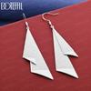 925 Sterling Silver Frosted Geometric Pierced Earrings Fashion Jewelry
