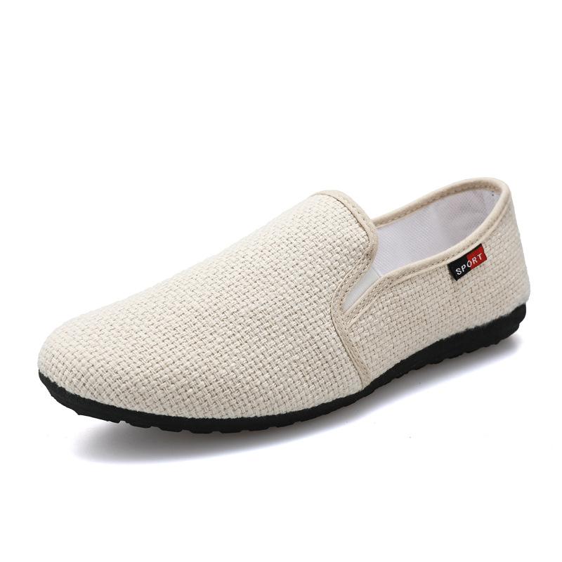Sommer-Beanie-Schuhe, niedrig geschnittene Leinen-Schuhe aus lässigem Stoff, atmungsaktive lässige Fahrerschuhe