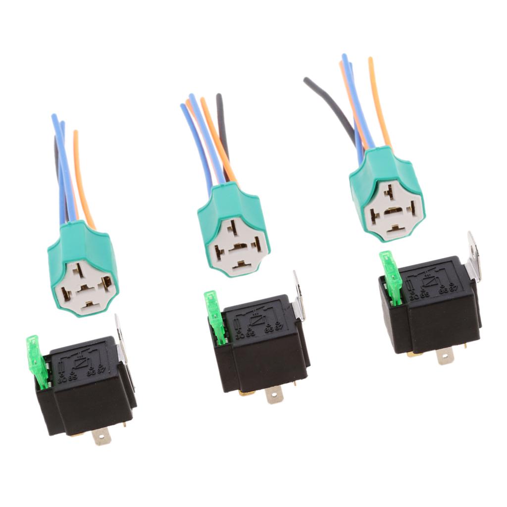 3 Sätze Kfz Vierpoliges Relais Sockel Stecker Halter Kabel