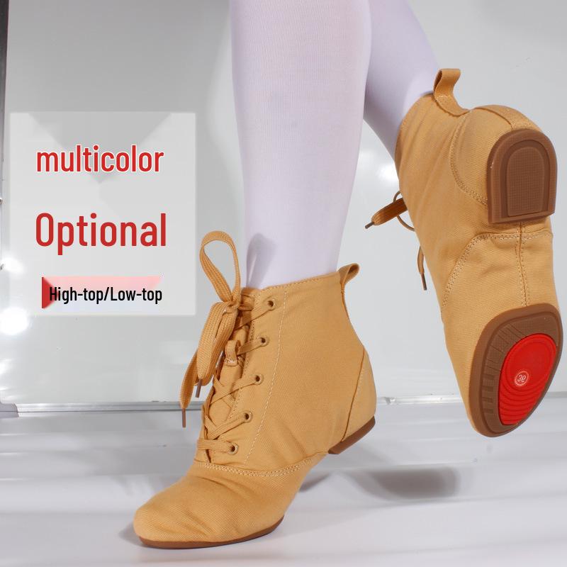High-Top Jazz Dance Shoes for Men & Women, Canvas Soft Sole Low-Top Practice Shoes.
