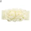 Women's Fashion Double Rose Flowers Elastic Stretch Waist Belt Wide Stretch Waistband