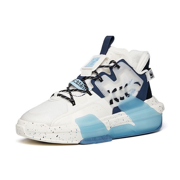 Anta Wwf X  Dominator 3.0 Slip Resistant Durable Lightweight Mid Top Sneakers Men Sneakers White Blue 112138081-6