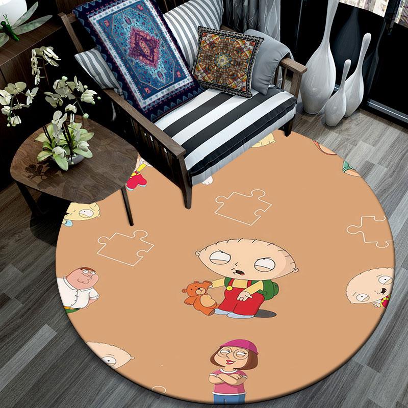 Family Guy Cartoon Pattern Round rug,Carpet Rug for Living Room Bedroom Playroom ,Non-slip Floor Mat,Holiday Gifts and Birthday Gifts.