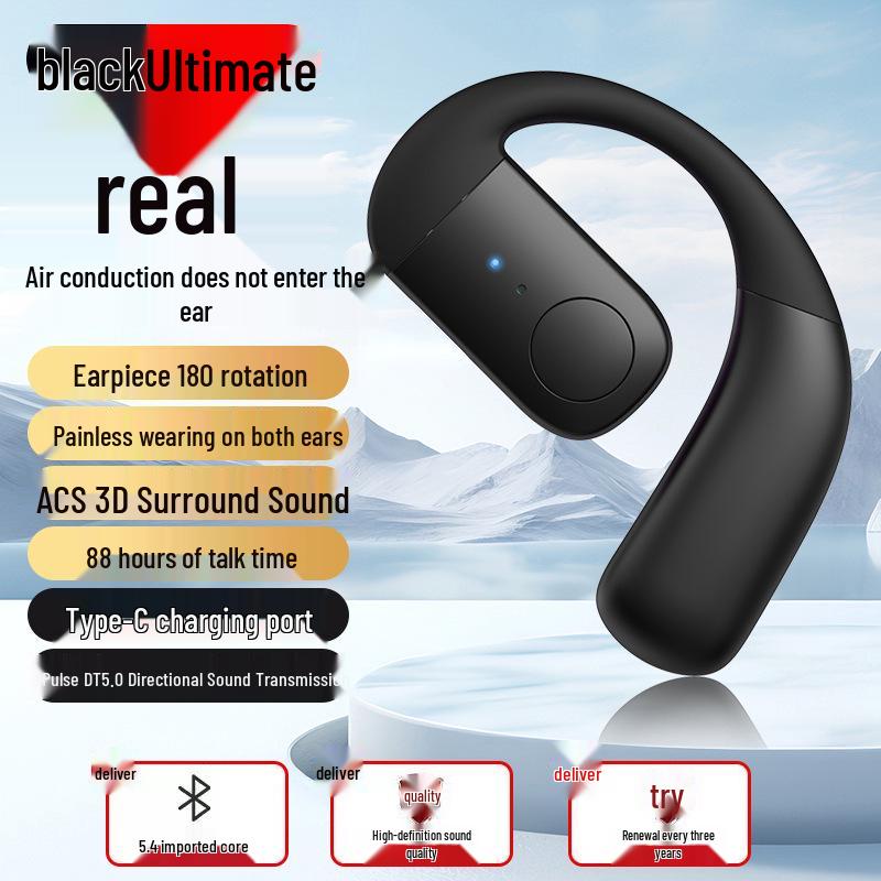 In-Ear Bone Conduction Wireless Bluetooth Headphones: Sweatproof, Ultra-Long Battery, for Running & Sports, Compatible with Apple & Android.