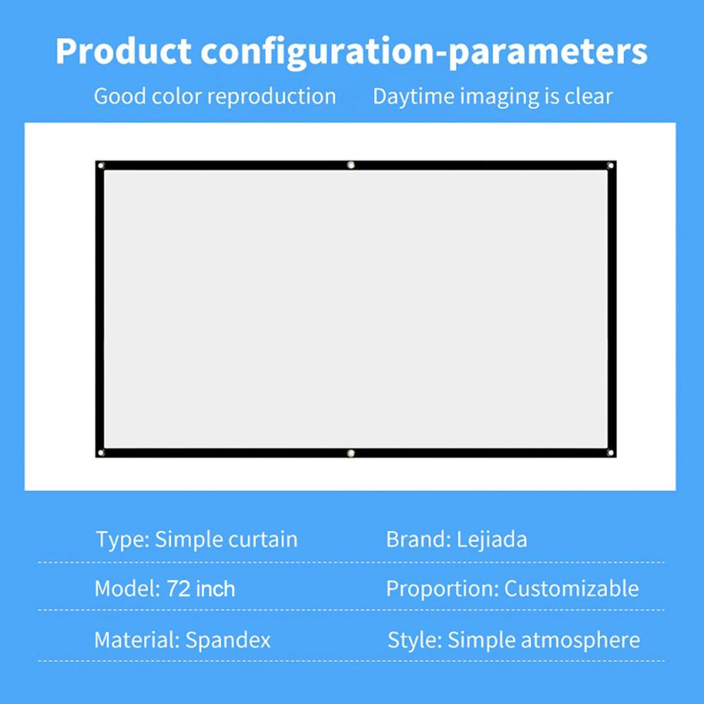 Portable Projector Screen High Definition Foldable Movie Screen 16:9 Polyester Soft Screen Bedroom Home Outdoor Accessories