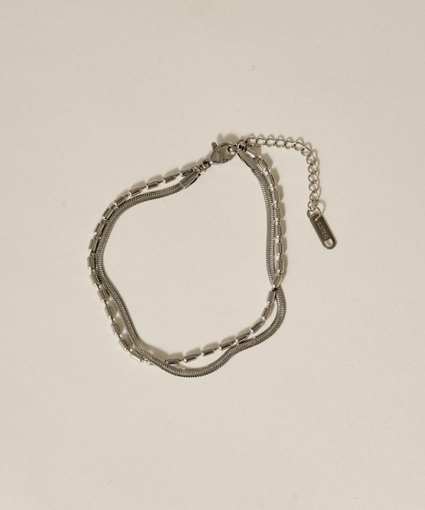 Novice Tokyo Bar & Snake Double Chain Bracelet [Stainless] / Silver