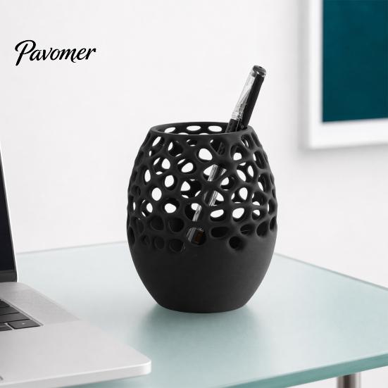 Makeup Brush Holder Modern Honeycomb Pen Holder, 3D Printed Hollow Design Multifunctional Container, Stylish Desk Organizer for Pencils Brushes And