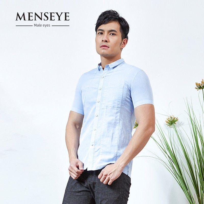 Menseye Menseye Square Collar Leisure Professional Short Sleeve