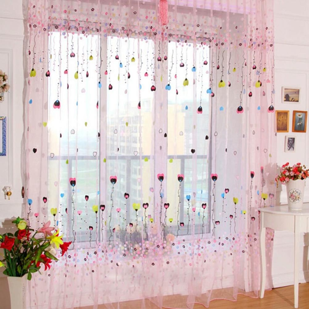 1PC Flying Balloon Tulle Curtain Window Screening Gauze Drape Balcony Voile for Home Hotel Decoration Unwashable Rod Pocket Version