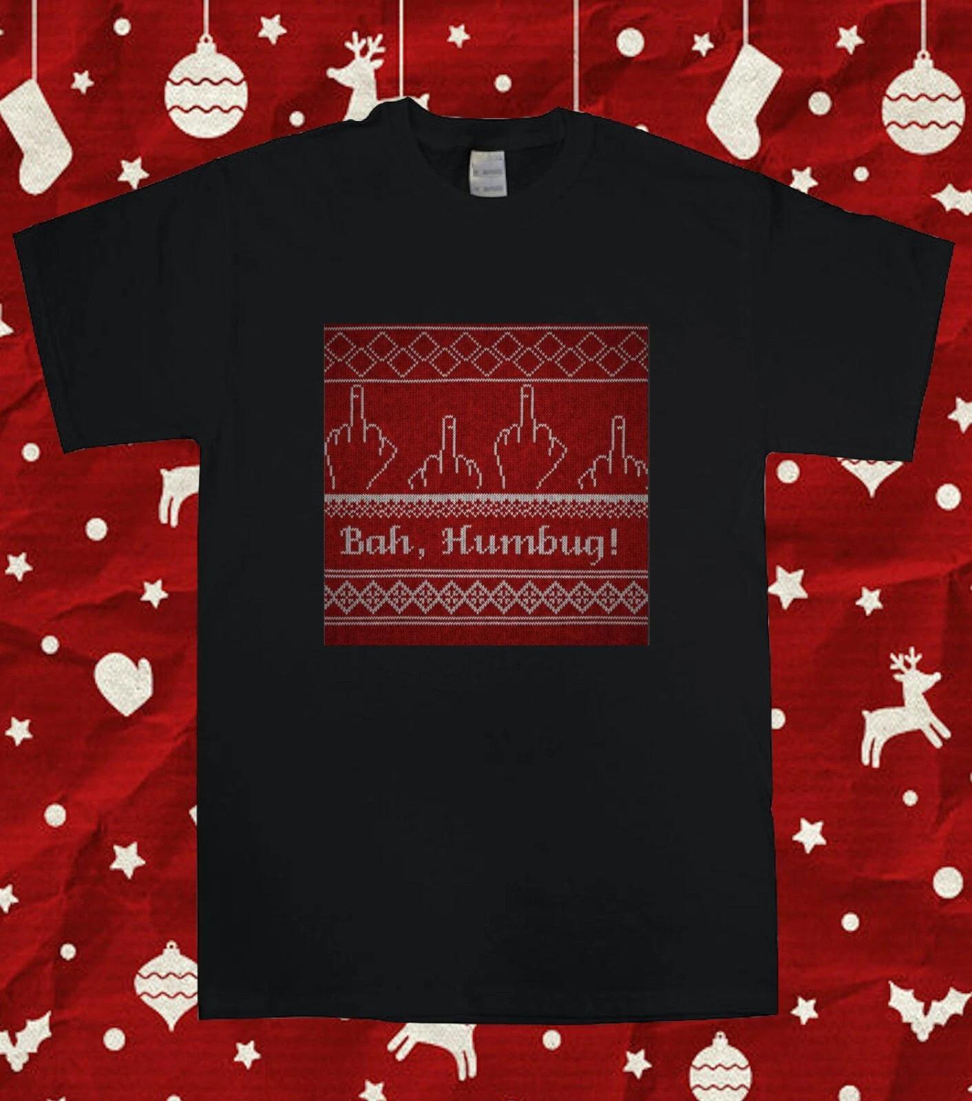 Bah Humbug Middle Finger Funny Anti Christmas Scrooge T-Shirt 4XL