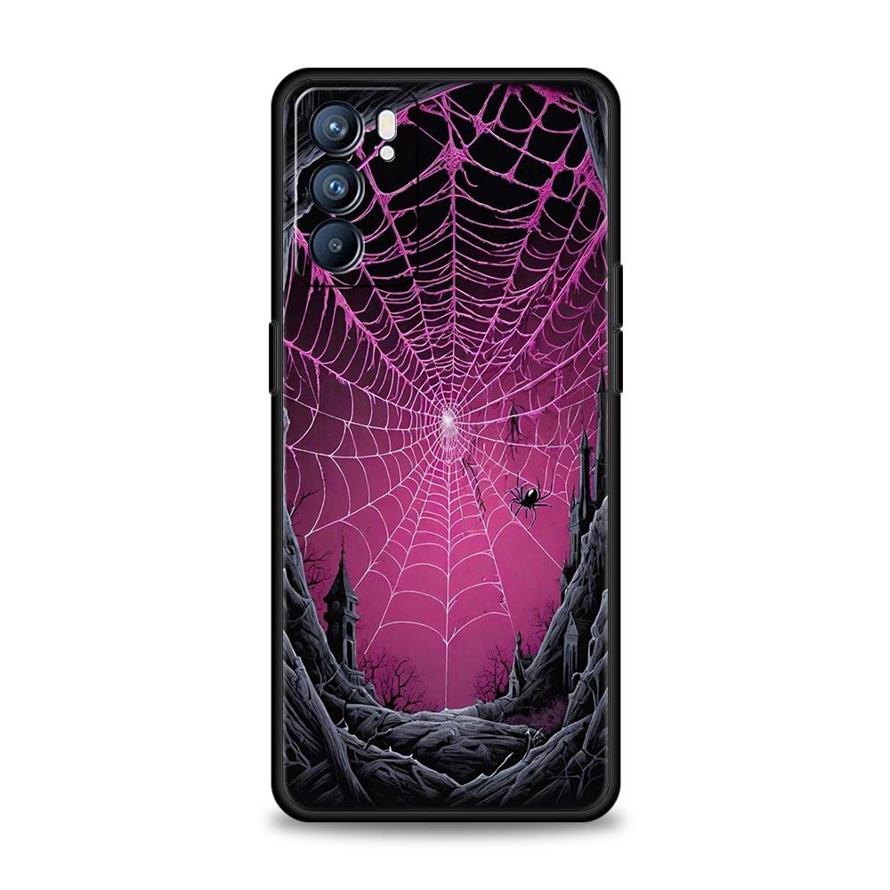 Spider Web Phone Case For Oppo A17 A31 A54 A57 A78 A79 A98 Find X5 X6 Reno 6 7 8 10 11 12 13 F Pro 5G Soft TPU Cover Fundas Bags