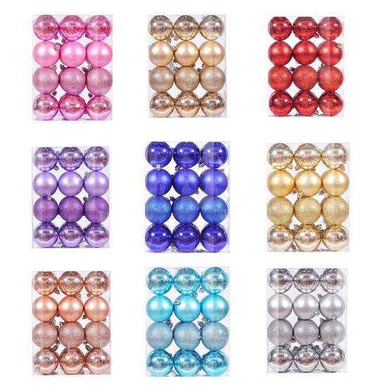 24 Buc. Globuri de Crăciun Culoare Strălucitoare Finisaj Mat Suprafață Netedă Incasabile Aplicație Largă Îmbunătățesc Atmosfera Material PS Globuri pentru Pomul de Crăciun