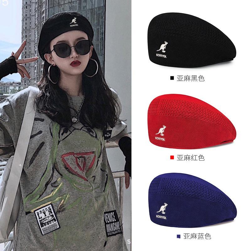 Kangaroo Wool Beret Women's Retro Fashion Forward Hat Autumn and Winter Reverse Painter Hat British Mesh Bud Hat
