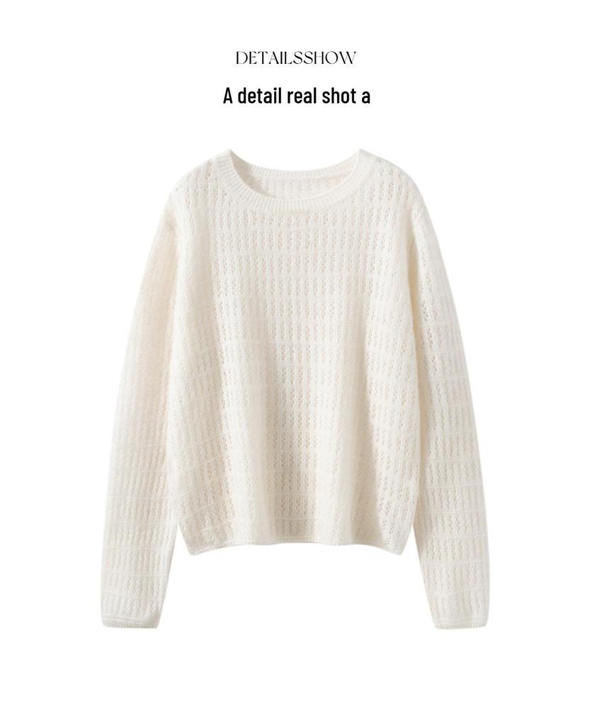 2025 Slimming Solid Color Cashmere Cardigan - Hollowed-Out, Age-Reducing, Versatile Women's Commuter Top