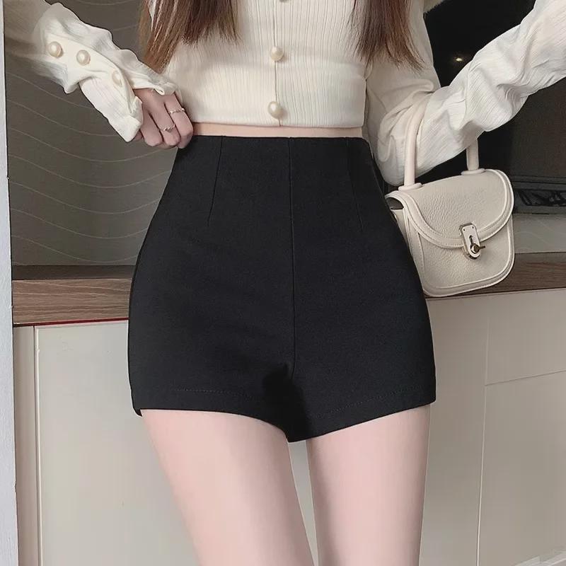 2024 Summer Women's High Waist White Casual Shorts - Sexy, Tight, Straight, Abdomen-Hugging Fit