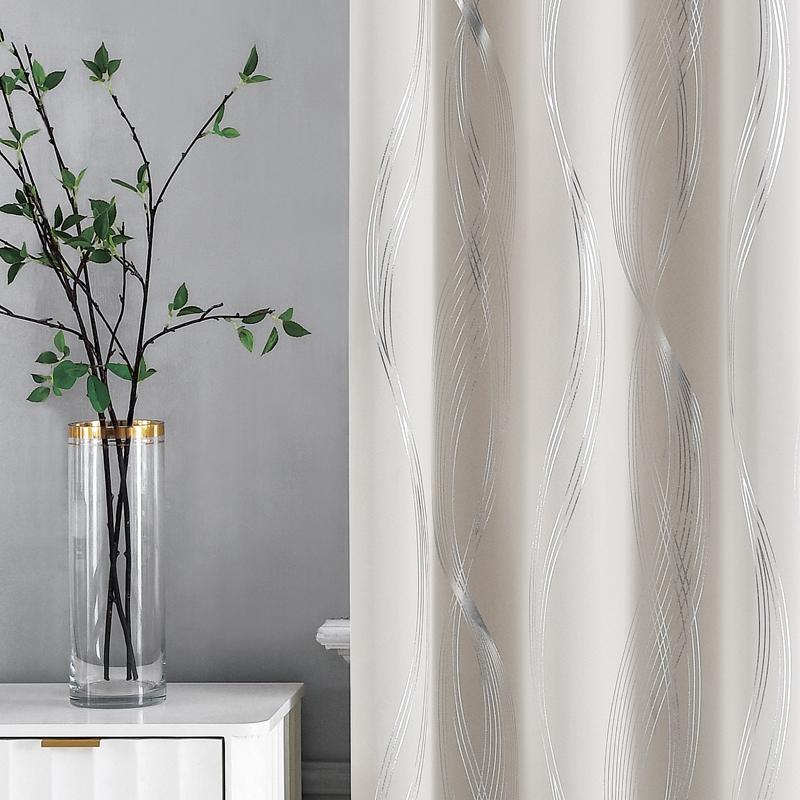 

Плотные шторы с принтом волн на окнах для гостиной, спальни, плотные шторы с высоким затемнением, шторы для дверей, плотные шторы W100cm x L120cm&Metal Grommet Top