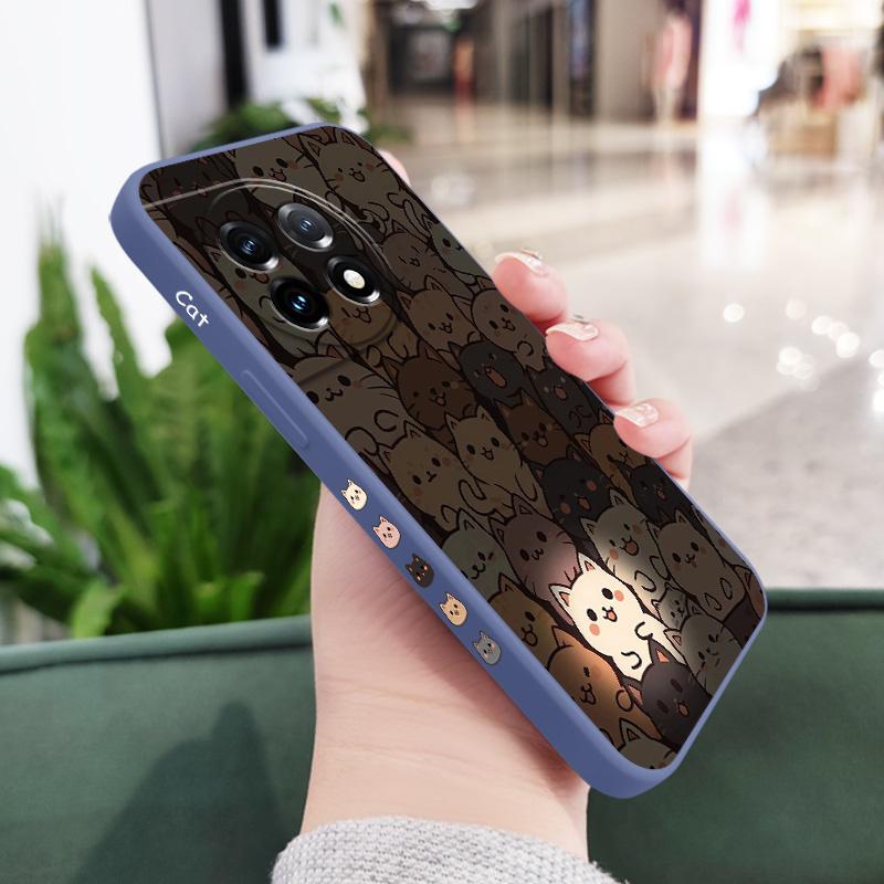 

Luminous White Cat Phone Case For Oneplus 12 12R 11 11R 10 10R 10T 9R 9RT 9 8T 8 7 7T Pro 5G Liquid Silicone Cover OnePlus 12 5G світло-синій колір
