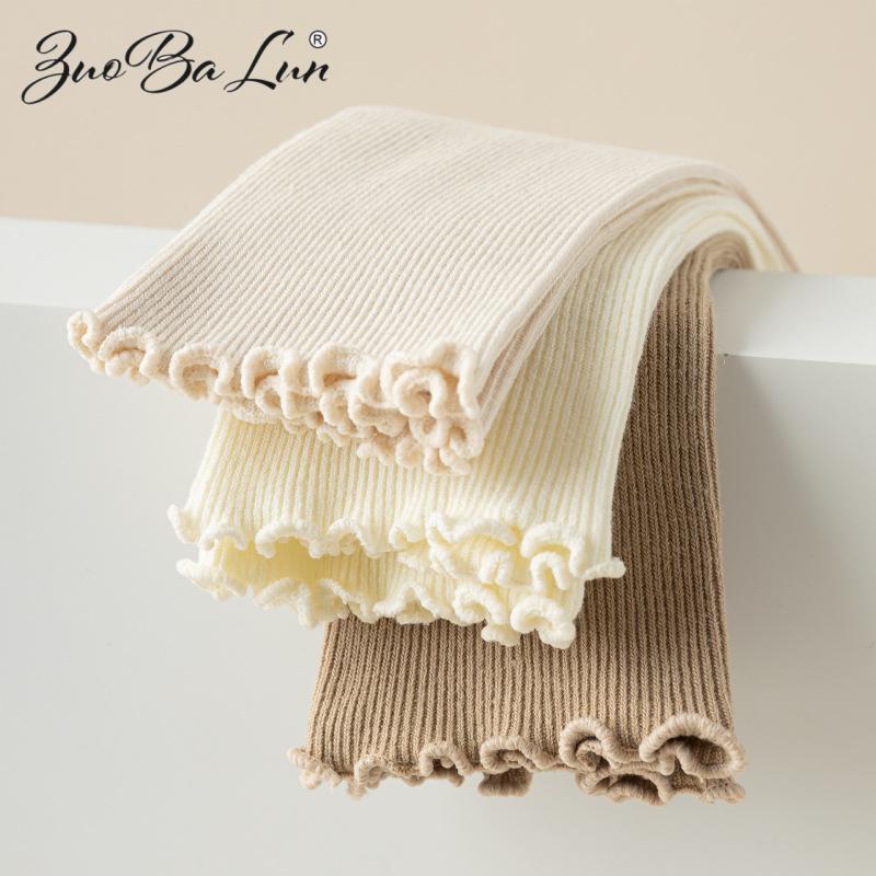 Barron Bubble Summer Cotton Lace Mid-Calf Socks with Wood Ear Edge - Japanese Sweet Style