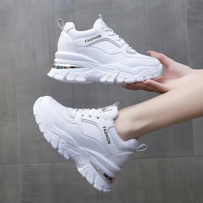 Sneaker Chunky da Donna con Rialzo Scarpe Sportive con Plateau Bianche alla Moda per Donna in Pelle PU con Fondo Spesso Scarpe Vulcanizzate