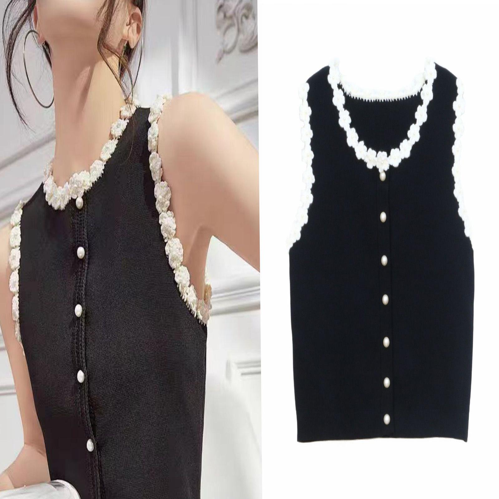 

S Family Elegant Spring Floral Embroidered Beaded Knit Cardigan Small