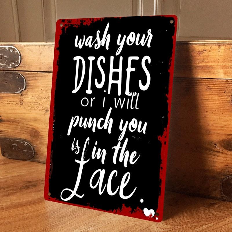 

1 piece of warm and humorous kitchen tin painting plaque, creative home decoration wall ornament, fun text art hanging, dining r (as the picture,20x30cm)