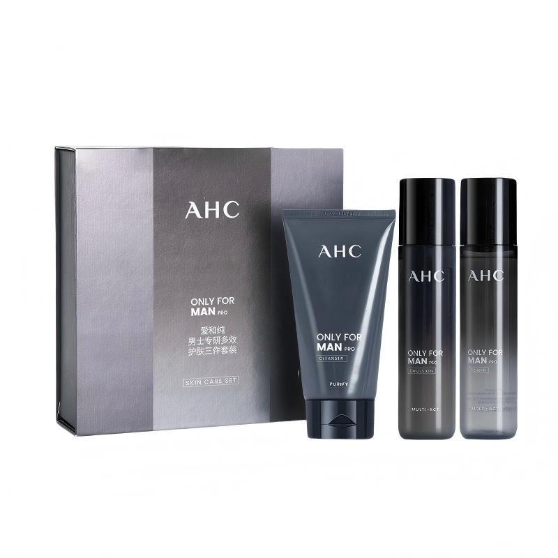 AHC Only For Man Pro 3Pcs Skincare Gift Set,140ml Cleanser+120ml Toner+120ml Emulsion Oil Control Men Facial Kit коричневый