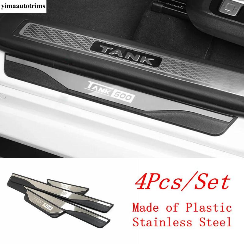 Car Rear Door Sill Ide Scuff Plate Pedal Panel Decoration Cover Trim Fit For GWM Great Wall Tank 500 Accessories