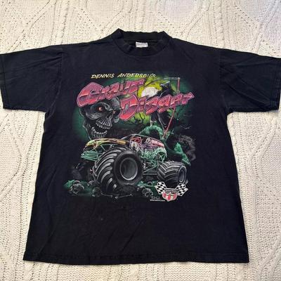 Grave Digger Monster Truck Zwart Korte Mouw Katoen Unisex T-shirt Heruitgave Unisex T-shirt