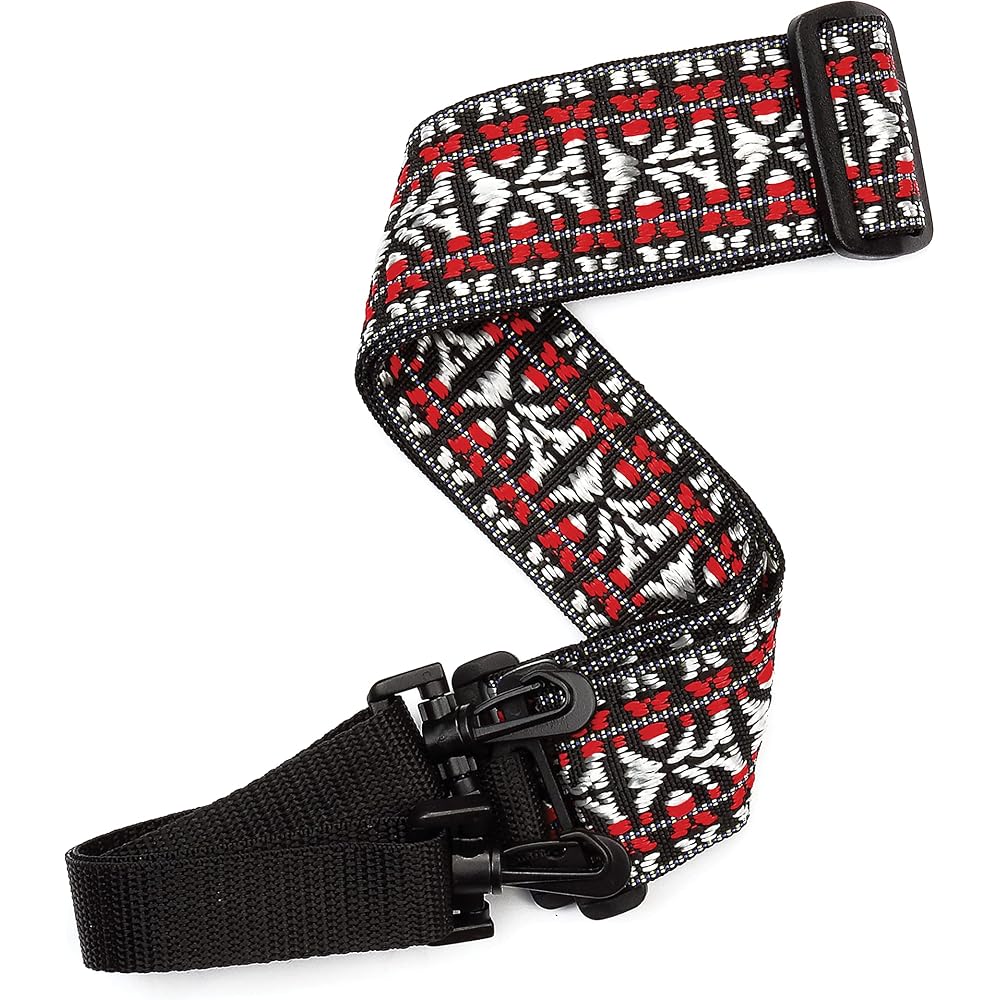 D Addario Banjo Strap 20N00BJ Hootenanny - Red & Silver [Domestic Genuine Product]