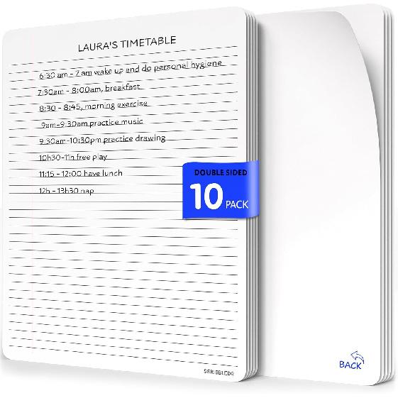 Scribbledo College Ruled Lined White Board Sheets for Students 9”x12” Dry Erase Board with Lines Sheets Ruled Writing Whiteboard Sheets