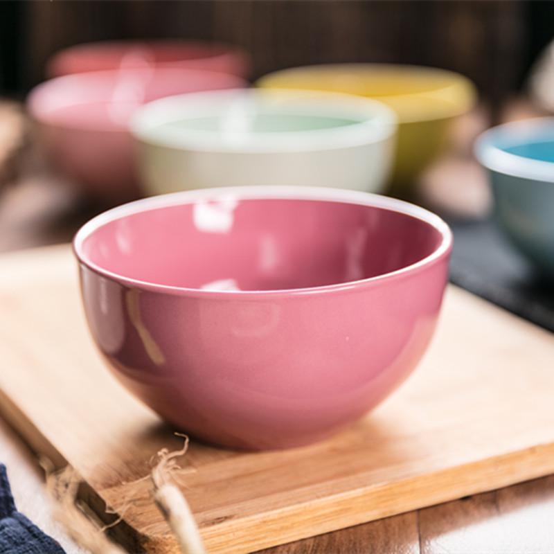 Colorful Large Ceramic Children's Bowl - Creative Underglaze Design for Rice or Porridge