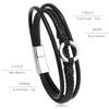 Multi Layer Braided Leather Bracelet With Magnetic Square Clasp Personalized Jewelry Accessory