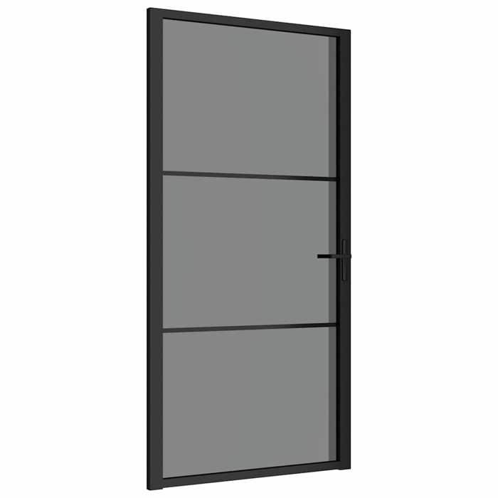 VidaXL Porte intérieure 102,5x201,5 cm Noir Verre ESG et aluminium 350563