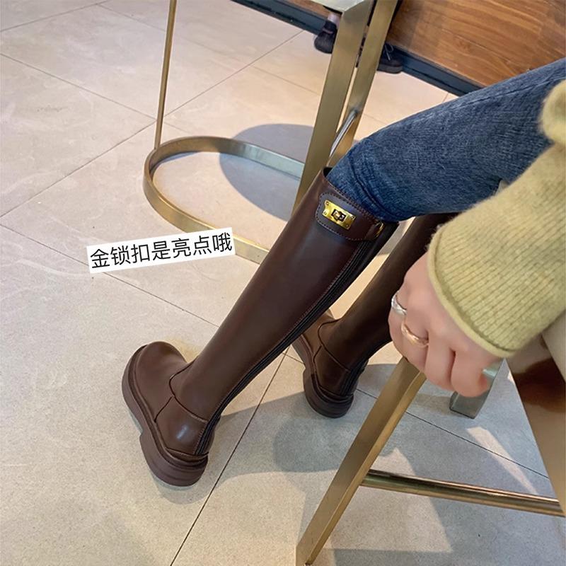 Rear zipper boots women's autumn and winter new models but knee thick-soled thin high boots women's knight boots boots
