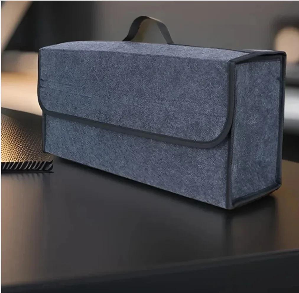 Car Trunk Soft Organizer Felt Storage Box Accessories Large Anti Slip Compartment Boot Storage Organizer Tool Car Storage Bag