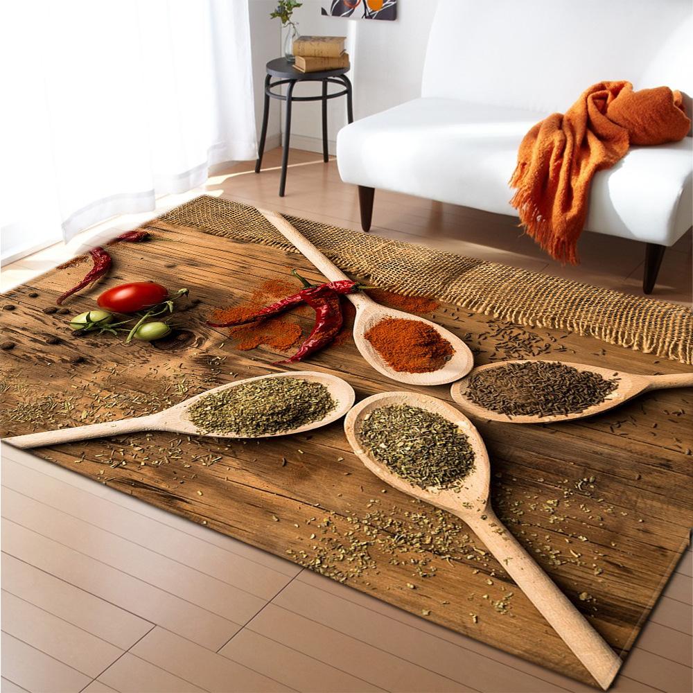 Kitchen Condiments 3D Carpet for Boys Girls Bedroom Seasoning Living Room Area Rug Absorbent Kitchen Rugs Anti-Slip Bathroom Mat
