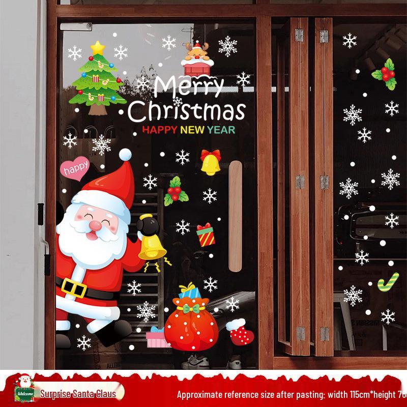 Santa Claus Christmas Window Clings - Tree, Door Stickers & Ornament Decor