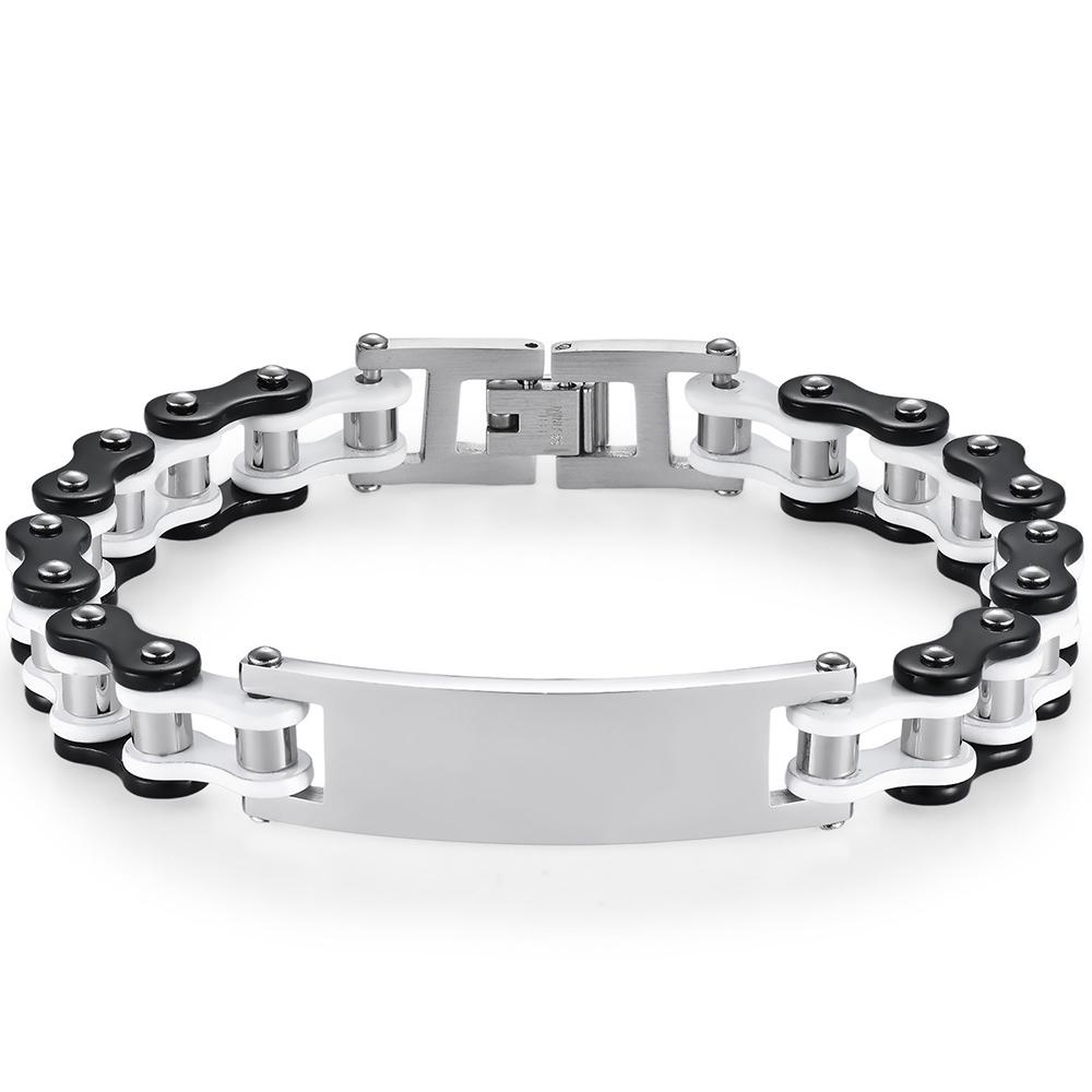 12MM Motorcycle Bike Chain Bracelet for Men Stainless Steel Bicycle Link Design Men's ID Bracelets Punk Rock Jewelry Accessory 10 Color