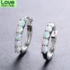 Blaike 925 Sterling Silver Round Hoop Earrings For Women Blue /White Fire Opal Earrings Rainbow Stone Circle Piercing Ear Jewelry