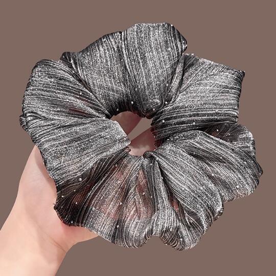 Temperament Eugen yarn broken diamond large intestine hair band women's high elastic ponytail rubber band hair rope new headrope hair accessories